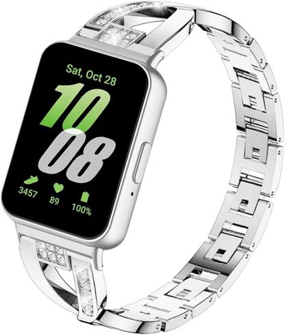 متوافق مع Samsung Galaxy Fit 3 Band، للنساء [بدون فجوة] سلسلة معدنية بديلة بلينغ حجر الراين Galaxy Fit3 حزام ساعة معصم لساعة Samsung Galaxy Fit 3 SM-R390 الذكية in Kuwait