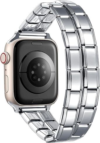 UNY JEWEL 9 مم سوار إيطالي من الفولاذ المقاوم للصدأ بسوار واحد متوافق مع ساعة Apple 38 مم 40 مم 41 مم حزام بديل لسلسلة iWatch 9 8 7 6 5 4 3 2 1 SE Ultra للنساء والرجال in Kuwait
