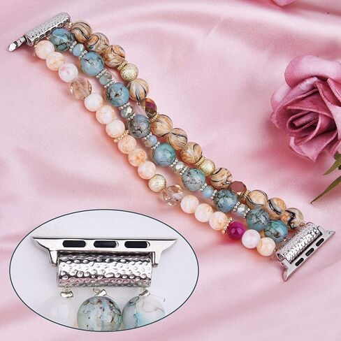 3 Pack Beaded Connectors Kit Compatible with Apple Watch Band 38/40/41/42/44/45/49mm, Jewelry Making Stainless Steel Straps Adapter for iWatch Ultra Series 9 8 7 6 5 4 3 2 1 SE in Saudi Arabia