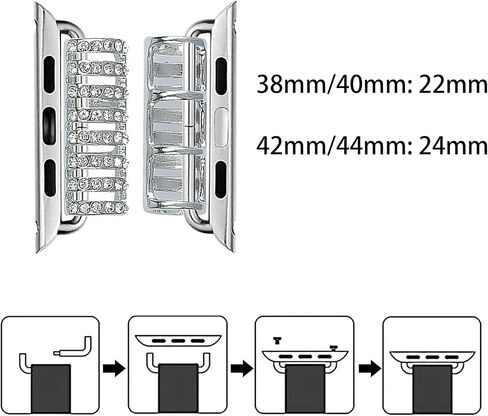 3 Pack Beaded Connectors Kit Compatible with Apple Watch Band 38/40/41/42/44/45/49mm, Jewelry Making Stainless Steel Straps Adapter for iWatch Ultra Series 9 8 7 6 5 4 3 2 1 SE in Saudi Arabia