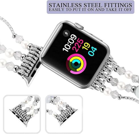 3 Pack Beaded Connectors Kit Compatible with Apple Watch Band 38/40/41/42/44/45/49mm, Jewelry Making Stainless Steel Straps Adapter for iWatch Ultra Series 9 8 7 6 5 4 3 2 1 SE in Saudi Arabia