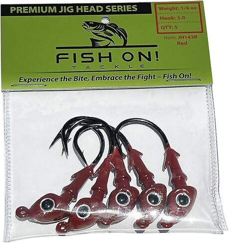 Jig Heads Pack of 5 - Fishing Jigs with Super Sharp Black Nickel Hooks - Double Locking Bait Stays & Multi-Color Eyes - Perfect for Freshwater & Saltwater Fishing in Saudi Arabia