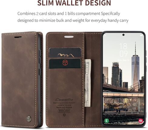 حافظة Kowauri لهاتف Samsung Galaxy S22 5G، حافظة جلدية بتصميم كلاسيكي مع فتحة للبطاقات وغطاء واقٍ مضاد للصدمات لهاتف Samsung Galaxy S22 5G (أسود) in Saudi Arabia