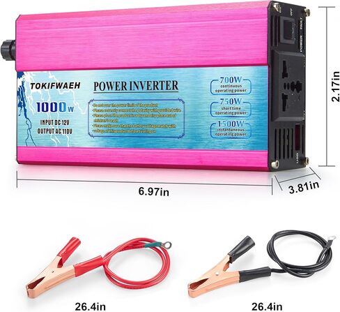 1000W Pure Sine Wave Inverter 12V DC to AC 110V Converter Peak Power 2000W Power Inverters for Vehicles with One AC Outlets, One USB Port,Two Smart Fans,Suitable for RV, Boat,Emergency in Saudi Arabia