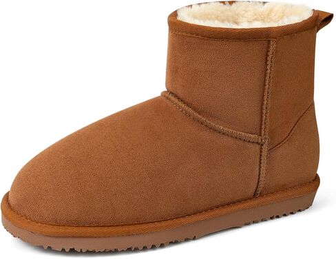 MUSSHOE Winter Boots for Women Classic Snow Boots Comfortable Cow Suede Leather Slip on Booties Fur Lined Warm Boots Waterproof in Kuwait