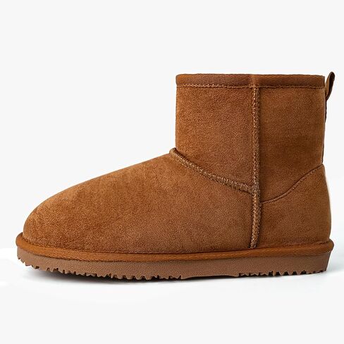 MUSSHOE Winter Boots for Women Classic Snow Boots Comfortable Cow Suede Leather Slip on Booties Fur Lined Warm Boots Waterproof in Kuwait