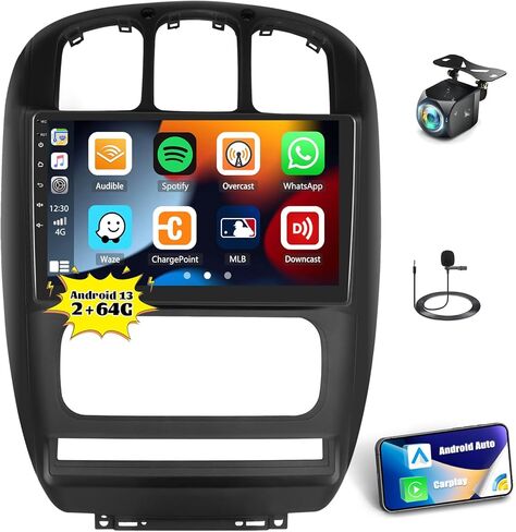 [8 Core 2G+64G] ستيريو سيارة Android 13 لسيارة Dodge Caravan Chrysler Town&Country 2001-2007 مع Apple Carplay Android Auto، راديو سيارة بشاشة لمس 9 بوصة مع بلوتوث، GPS/WiFi/FM/RDS+كاميرا احتياطية in Kuwait