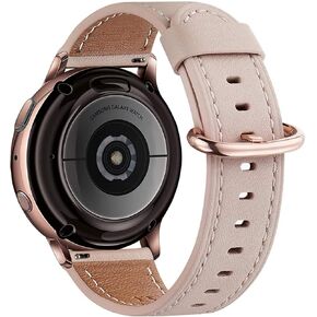 Genuine Leather Bands for Samsung Galaxy Watch 5 Band 44mm 40mm / Galaxy watch 5 pro 5 45mm Band 2022 / Galaxy Watch active 2 Band/Galaxy Watch 4 Bands for Men Women Leather Strap (Rose Gold Black)