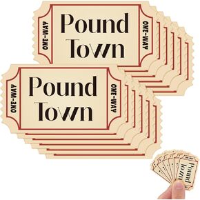 Yinkin 12 Pcs Pound Town Tickets 2" One-Way Ticket To Pound Town Sign Love Relationship Anniversary Christmas Valentines Gifts Stickers for Her Husband Wife Boyfriend Girlfriend Partner (Multicolor)