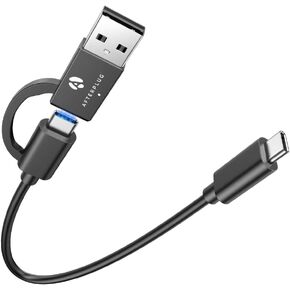 Afterplug 2-in-1 USB C to USB C/A Cable (1ft), USB3 10Gbps & 60W PD Charger Cord for iPhone 15 & 16 Series, MacBook, iPad, Samsung S24 S23 S22, Power Bank