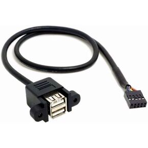 ANRANK 50cm Dual USB 2.0 Type A Female to Motherboard 9Pin Header Cable Adapter with Screw Panel for Computer, Tablet, Printer, Barcode Scanner, Car, Camera, Android Smartphone