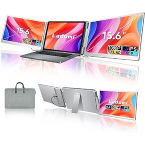 Laptop Screen Extender, 15.6" FHD 1080P IPS Triple Monitor Extended for 12"-18.5" Laptop, Plug & Play Portable Dual Monitor for Laptop, HDMI/USB-C for Mac, Wins, Android, Switch, Surface