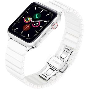 Ceramic Link Bracelet Band for Apple Watch 10/9/Ultra 2/SE/8/7[2024] (46mm/45mm/44/49mm,White) in Kuwait