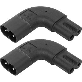 PNGKNYOCN Right Angle IEC 320 C7 to C8 Adapter，90 Degree Side Bend AC Power Adapter，250V 2.5A Figure 8 Male to Female Converter（2-Pack）