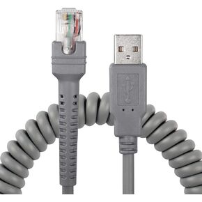 SinLoon Symbol Ls2208 USB Cable USB A to RJ45 Coiled Spiral Extension Cable Barcode Scanner Ls1203 Ls4208 Ls4278 Ds6707 Ds6708 USB Cable (10ft,3M)