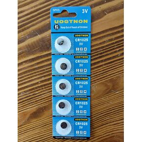 CR1025 3V Lithium Battery (5 - Pack)