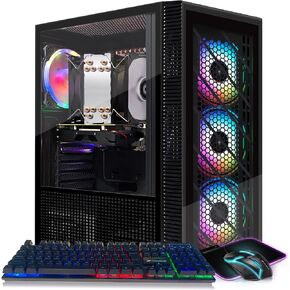 STGAubron Gaming Desktop PC,Intel Core i7 3.4G up to 3.9G,32G RAM,1T SSD,Radeon RX 580 16G GDDR5,600M WiFi,BT 5.0,RGB Fan x 5,RGB Keyboard&Mouse,RGB Mouse Pad,RGB BT Sound Bar,W10H64