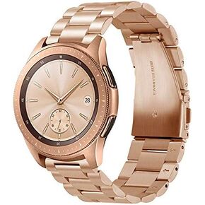 Stainless Steel Metal Bands Replacement Bracelet Strap for Samsung Galaxy Watch 42mm /Gear Sport/Gear S2 Quick Release Metal Chain Watch Bands, Rose Gold