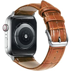 Compatible with Apple Watch Bands 49mm 46mm 45mm 44mm 42mm 41mm 40mm 38mm Alligator Leather Replacement Strap for iWatch Series 10/9/8/7/6/5/4/3 Ultra 2 SE Bicolor for Men and Women