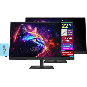 شاشة HP P22h G5، شاشة 22 بوصة FHD IPS (1920x1080)، HDMI، منفذ عرض، VGA، حامل VESA (100x100 مم)، أسود (أحدث طراز 2024) (عبوتان) مع Dockztorm Dock