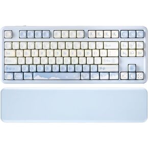 YUNZII B87 Wireless Mechanical Keyboard,QMK/VIA Programmable,TKL Layout 87 Keys,BT/2.4G/USB-C,Hot Swap Gasket Mount RGB Backlit Gaming with Wrist Rest for Win/Mac (Pink, Milk V2)