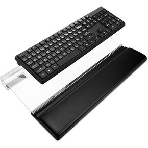 UCINNOVATE Acrylic Computer Keyboard Stand + Keyboard Wrist Rest Memory Foam，LED Backlit Keyboard Stand Tray, Gaming Keyboard Keyboard Stand Kit for Easy Ergonomic Typing and Working Office Desk, Home