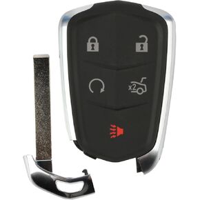 2X KeylessOption Keyless Entry Remote Car Smart Key Fob Control 5-Button Replacement for 2014-2019 Cadillac ATS CTS (HYQ2AB, 13580800, 13598528, 13580811)