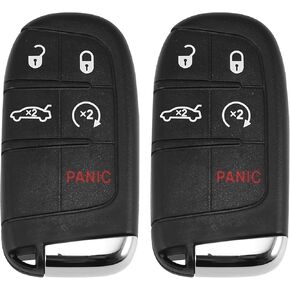 X AUTOHAUX 2pcs 433MHz M3M-40821302 Replacement Keyless Entry Remote Car Key Fob for Chrysler 300 2019-2022 for Chrysler 200 2015-2017 5 Buttons with Door Key 4A Chip