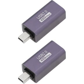 2pcs Mini USB to USB Female Head Adapter MIDI Female Head to Mini USB Adapter for Mobile Phone Notebook Digital Piano MIDI Device Printer 480Mbps
