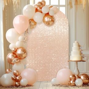 7.2 ft Silver Arch Backdrop Cover Sequin & Spandex Wedding Arch Cover Glitter Background Cover Arch Backdrop Stand Cover for Photo Booth Parties Bridal Shower Baby Shower Celebrations Anniversaries
