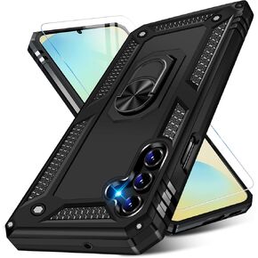 Vaki for Samsung Galaxy S24 FE Case with Screen Protector, Military Grade Rugged Shockproof Galaxy S24 FE 5G Heavy Duty Protective Cover Black