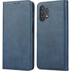 iCoverCase for Samsung Galaxy A12 Wallet Case with Card Holder, Magnetic Premium PU Leather Kickstand Feature Card Slots Flip Cover Case (Navy Blue)