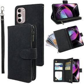Compatible with Moto G Stylus 2022 4G Wallet Case and Premium Vintage Leather Flip Credit Card Holder Stand Cell Accessories Folio Phone Cover for Motorola GStylus XT2211DL XT2211 Women Men Black