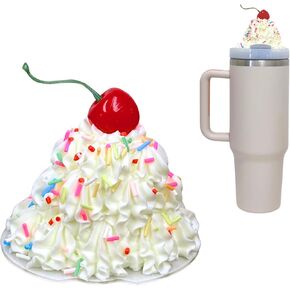 Whipped Stanley Topper, Ice Cream Charms for Stanley Cups Accessories with Silicone Straw Cover Cap for Tumblers,Compatible with Stanley Cup Lid Accessories Charms (40 OZ)