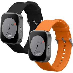 kwmobile Straps Compatible with CMF Watch Pro 2 / Watch Pro 1 Straps - 2x Replacement Silicone Watch Bands - Black/Dark Blue