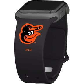 Game Time Baltimore Orioles Silicone Sport Watch Band Compatible with Apple Watch (42/44/45mm Black)