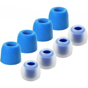 8pcs (BLMF-CLBL)- Medium (M) Replacement Eartips Earbuds for in Ear Earphones with 6.4mm to 7.4mm Nozzle Attachment Premium Memory Foam and Silicone
