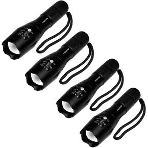Military Grade 5 Mode High Lumens Tactical Led Waterproof Flashlight,4-Pack