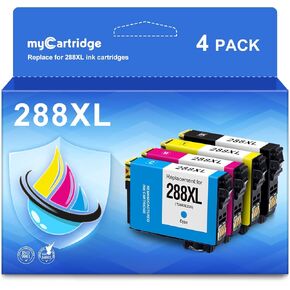 myCartridge 288XL Ink Cartridge Remanufactured Replacement for 288XL 288 XL (1 Black 1 Cyan 1 Magenta 1 Yellow, 4-Pack) Fit for Expression XP-440 XP-446 XP-330 XP-340 XP-430 XP-434 Printer