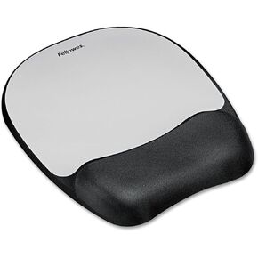 Fellowes Memory Foam Mouse Pad Wrist Rest 7 15/16 x 9 1/4 Black/Silver FEL9175801