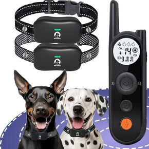 Wireless Dog Fence with Training Remote for 2 Dogs,25FT to 3500FT Electric Fence,185 Days Stand Time Dog Training Collar with 3 Training Modes,Keypad Lock,Light and Waterproof for Large Medium Dogs