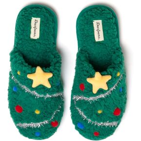 Dearfoams Unisex Ugly Sweater Closed Toe Scuff Slipper, Tree, 11-12 US Women