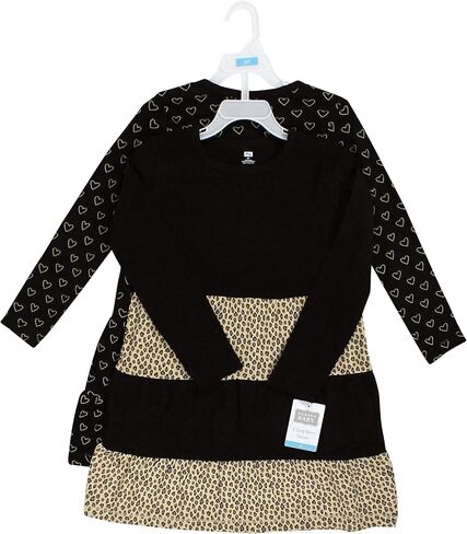 هدسون بيبي فساتين قطنية للفتيات الصغيرات، الفهد والقلوب، 5T in Kuwait