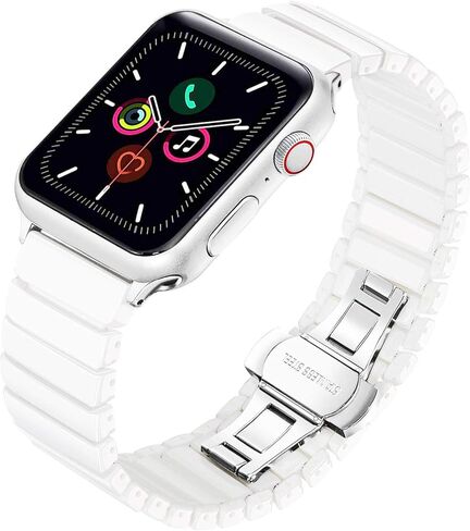 Ceramic Link Bracelet Band for Apple Watch 10/9/Ultra 2/SE/8/7[2024] (46mm/45mm/44/49mm,White) in Kuwait