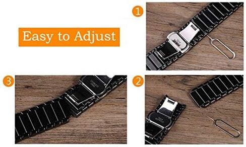 Ceramic Link Bracelet Band for Apple Watch 10/9/Ultra 2/SE/8/7[2024] (46mm/45mm/44/49mm,White) in Kuwait