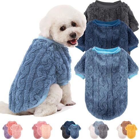 Dog Sweater, 3 Pack, Small, Polyester, Pink, Purple, Rose Red, Warm Clothes for Winter Christmas, Unisex, Small Breeds, Pull On, Classical Style in Saudi Arabia