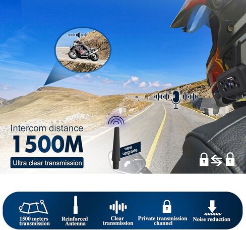 iFCOW دراجة نارية الاتصال الداخلي، V6 بلوتوث خوذة دراجة نارية الاتصال الداخلي 1500M 850mAh سماعة 6 راكبين لركوب IP65 للماء الترابية دراجة الثلج سماعة الرأس in Kuwait