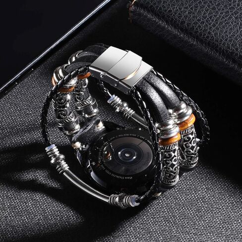 Bands Compatible with Garmin Venu 2/Venu 3/Vivoactive 4 45mm Watch/Samsung Galaxy Watch 3 45mm/Gear S3 Frontier/Classic/Galaxy Watch 46mm, 22mm Leather Vintage Bracelet for Band for Men&Women in Saudi Arabia
