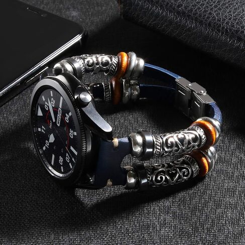 Bands Compatible with Garmin Venu 2/Venu 3/Vivoactive 4 45mm Watch/Samsung Galaxy Watch 3 45mm/Gear S3 Frontier/Classic/Galaxy Watch 46mm, 22mm Leather Vintage Bracelet for Band for Men&Women in Saudi Arabia