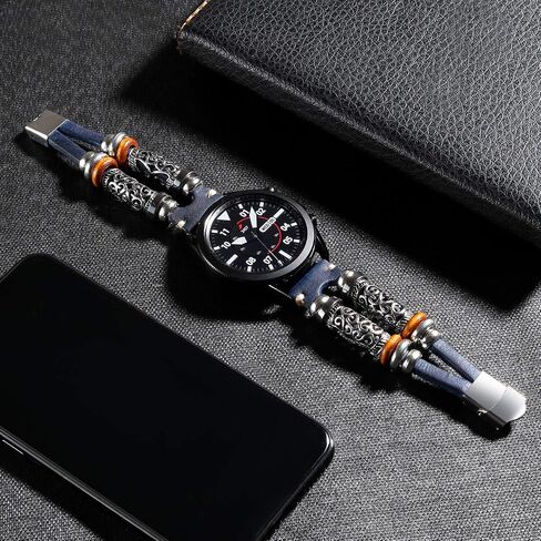 Bands Compatible with Garmin Venu 2/Venu 3/Vivoactive 4 45mm Watch/Samsung Galaxy Watch 3 45mm/Gear S3 Frontier/Classic/Galaxy Watch 46mm, 22mm Leather Vintage Bracelet for Band for Men&Women in Saudi Arabia